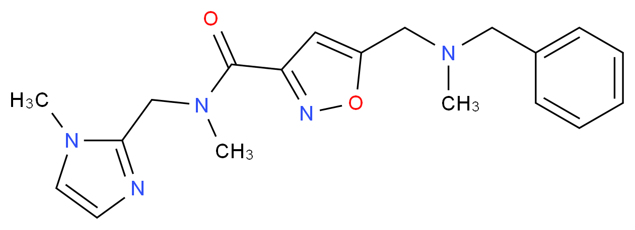 5-{[benzyl(methyl)amino]methyl}-N-methyl-N-[(1-methyl-1H-imidazol-2-yl)methyl]isoxazole-3-carboxamide_分子结构_CAS_)