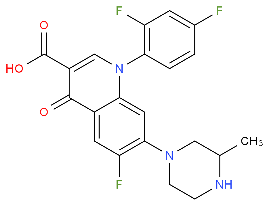 1-(2,4-difluorophenyl)-6-fluoro-7-(3-methylpiperazin-1-yl)-4-oxo-1,4-dihydroquinoline-3-carboxylic acid_分子结构_CAS_108319-06-8