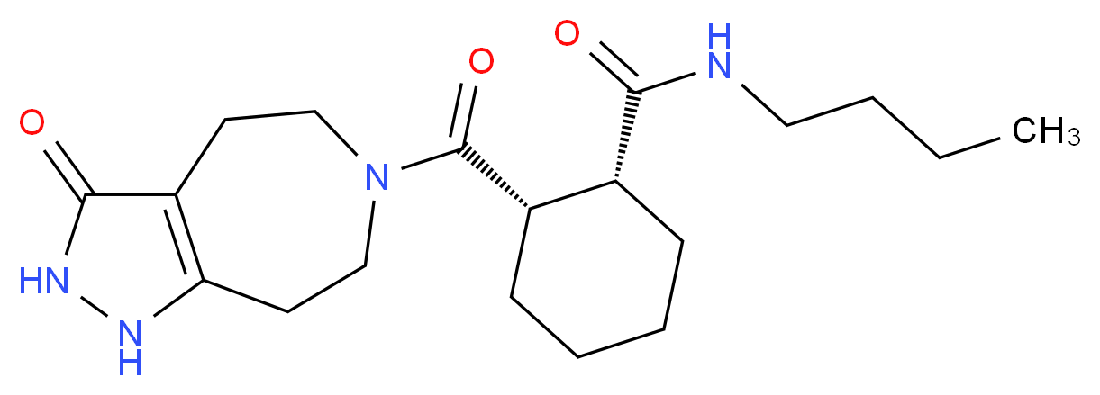 (1R*,2S*)-N-butyl-2-[(3-oxo-2,3,4,5,7,8-hexahydropyrazolo[3,4-d]azepin-6(1H)-yl)carbonyl]cyclohexanecarboxamide_分子结构_CAS_)