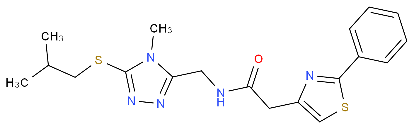 N-{[5-(isobutylthio)-4-methyl-4H-1,2,4-triazol-3-yl]methyl}-2-(2-phenyl-1,3-thiazol-4-yl)acetamide_分子结构_CAS_)