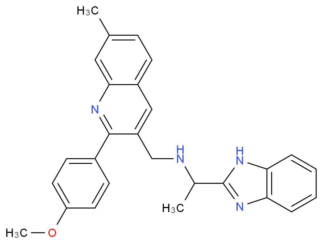 1-(1H-benzimidazol-2-yl)-N-{[2-(4-methoxyphenyl)-7-methyl-3-quinolinyl]methyl}ethanamine_分子结构_CAS_)