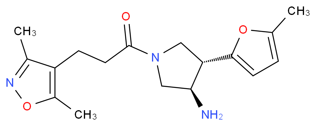 (3R*,4S*)-1-[3-(3,5-dimethylisoxazol-4-yl)propanoyl]-4-(5-methyl-2-furyl)pyrrolidin-3-amine_分子结构_CAS_)
