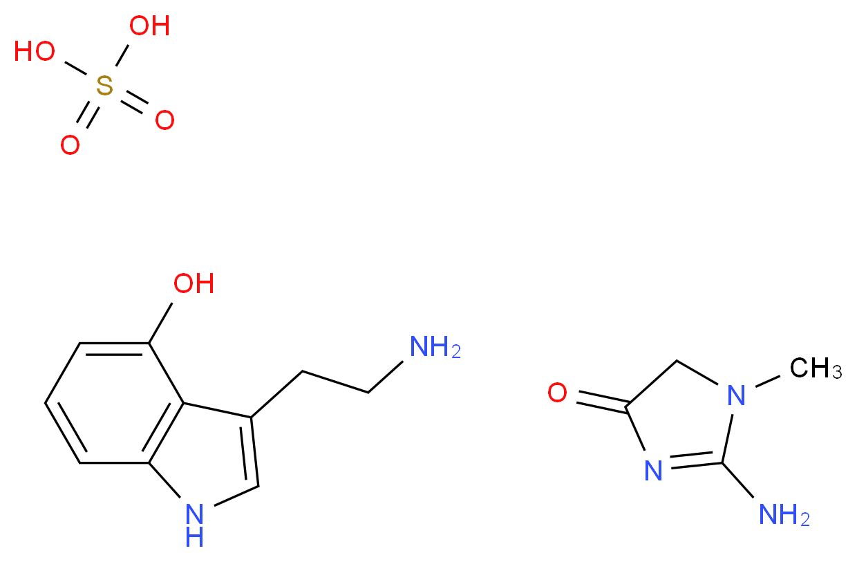 2-amino-1-methyl-4,5-dihydro-1H-imidazol-4-one; 3-(2-aminoethyl)-1H-indol-4-ol; sulfuric acid_分子结构_CAS_55206-11-6