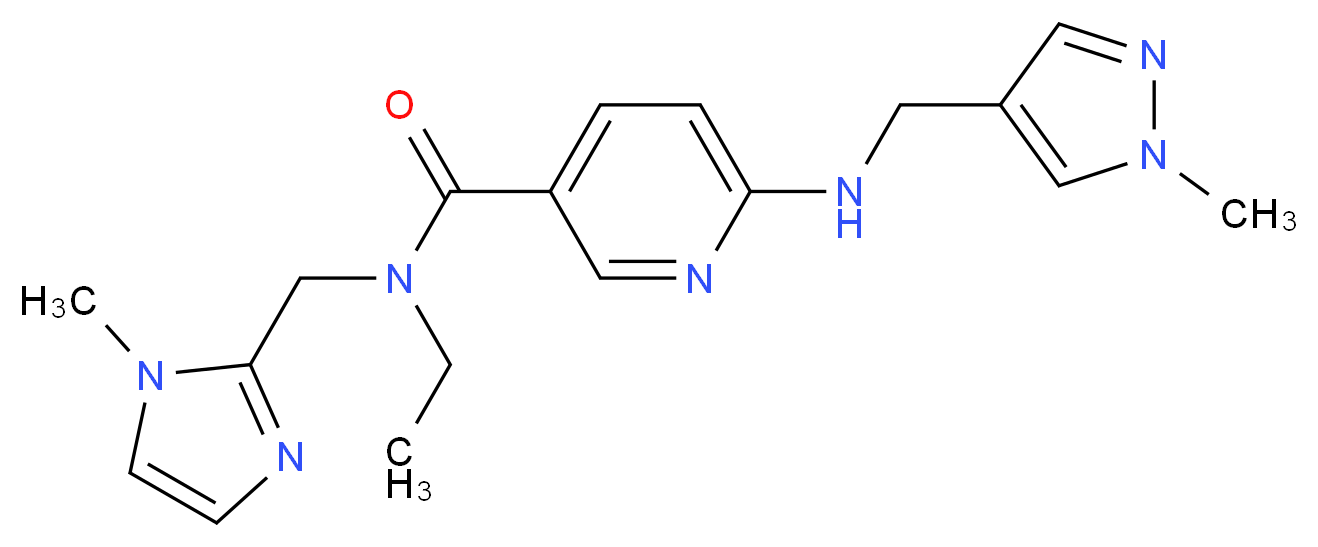 N-ethyl-N-[(1-methyl-1H-imidazol-2-yl)methyl]-6-{[(1-methyl-1H-pyrazol-4-yl)methyl]amino}nicotinamide_分子结构_CAS_)