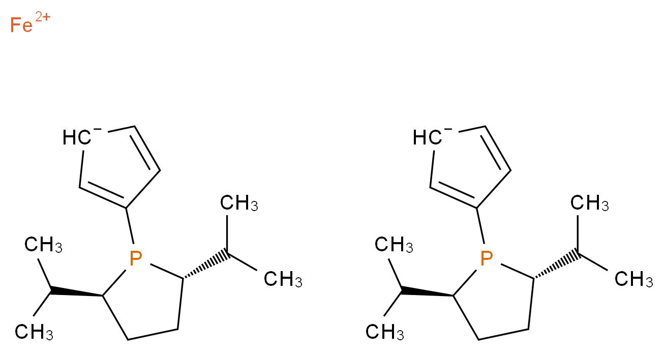 λ<sup>2</sup>-iron(2+) ion bis(3-[(2S,5S)-2,5-bis(propan-2-yl)phospholan-1-yl]cyclopenta-2,4-dien-1-ide)_分子结构_CAS_540475-73-8