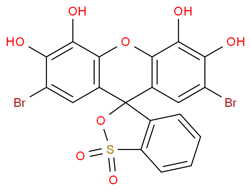 2',7'-dibromo-3',4',5',6'-tetrahydroxyspiro[2,1$l^{6}-benzoxathiole-3,9'-xanthene]-1,1-dione_分子结构_CAS_16574-43-9