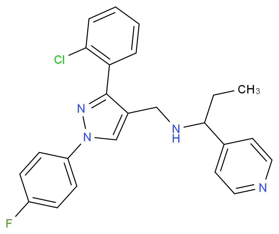 N-{[3-(2-chlorophenyl)-1-(4-fluorophenyl)-1H-pyrazol-4-yl]methyl}-1-(4-pyridinyl)-1-propanamine_分子结构_CAS_)