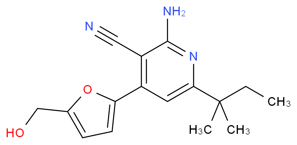 2-amino-6-(1,1-dimethylpropyl)-4-[5-(hydroxymethyl)-2-furyl]nicotinonitrile_分子结构_CAS_)