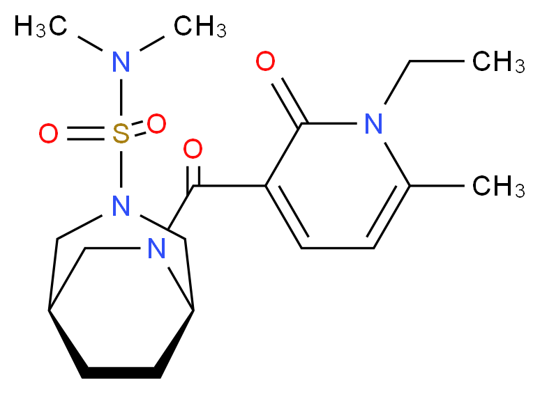 (1R*,5R*)-6-[(1-ethyl-6-methyl-2-oxo-1,2-dihydropyridin-3-yl)carbonyl]-N,N-dimethyl-3,6-diazabicyclo[3.2.2]nonane-3-sulfonamide_分子结构_CAS_)