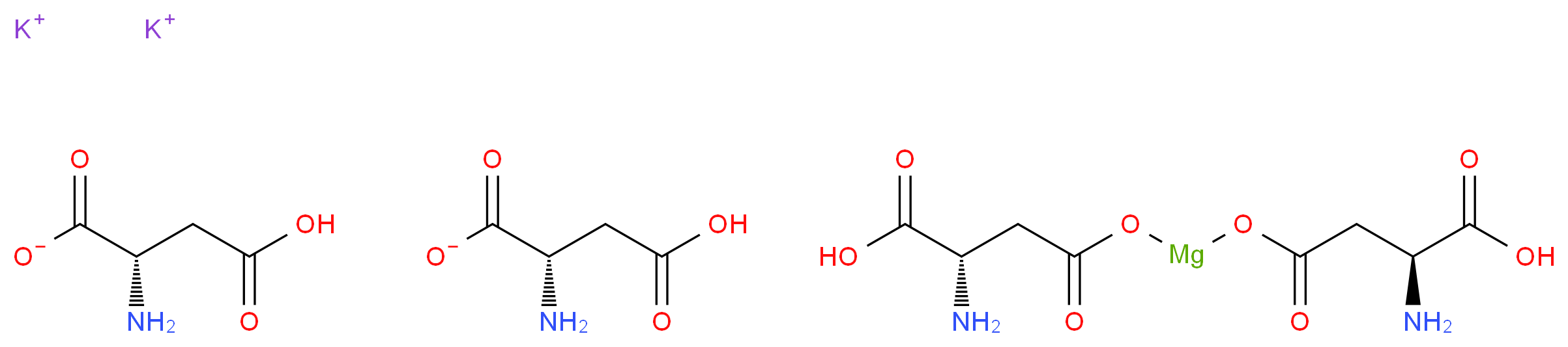 dipotassium (2S)-2-amino-4-[({[(3S)-3-amino-3-carboxypropanoyl]oxy}magnesio)oxy]-4-oxobutanoic acid bis((2S)-2-amino-3-carboxypropanoate)_分子结构_CAS_67528-13-6