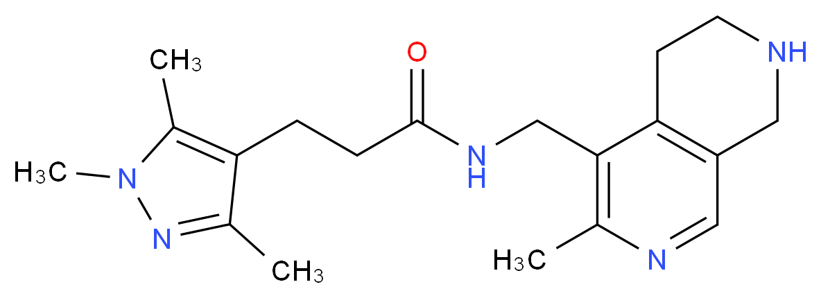 N-[(3-methyl-5,6,7,8-tetrahydro-2,7-naphthyridin-4-yl)methyl]-3-(1,3,5-trimethyl-1H-pyrazol-4-yl)propanamide_分子结构_CAS_)