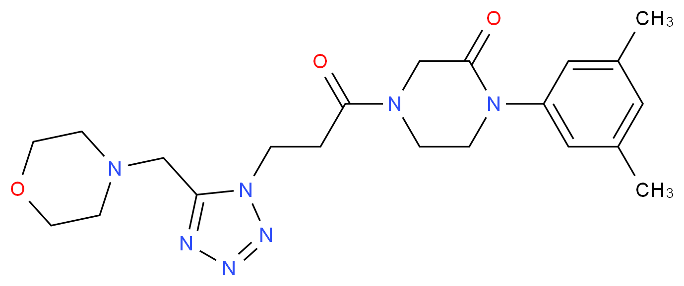 1-(3,5-dimethylphenyl)-4-{3-[5-(4-morpholinylmethyl)-1H-tetrazol-1-yl]propanoyl}-2-piperazinone_分子结构_CAS_)