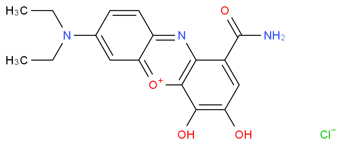 1-carbamoyl-7-(diethylamino)-3,4-dihydroxy-5λ<sup>4</sup>,10-phenoxazin-5-ylium chloride_分子结构_CAS_1562-90-9