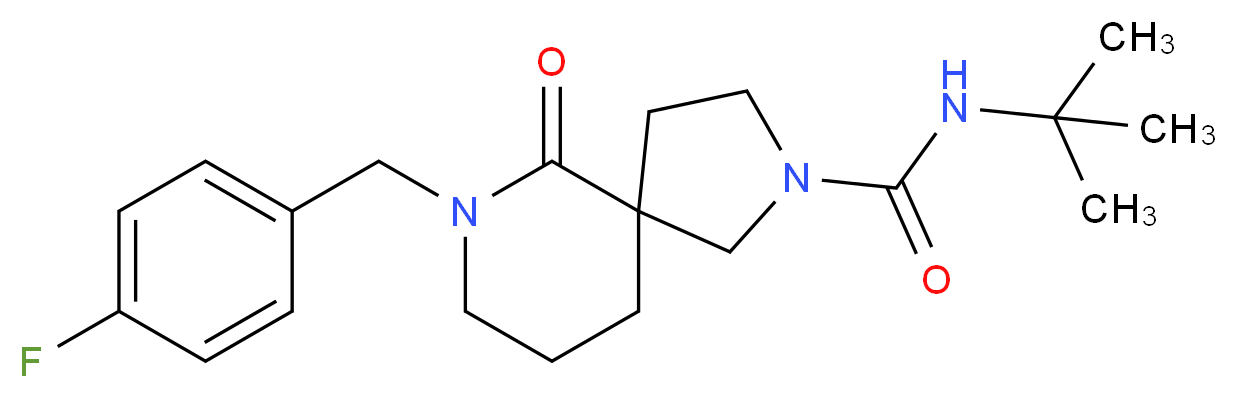 N-(tert-butyl)-7-(4-fluorobenzyl)-6-oxo-2,7-diazaspiro[4.5]decane-2-carboxamide_分子结构_CAS_)
