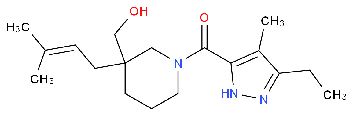 [1-[(3-ethyl-4-methyl-1H-pyrazol-5-yl)carbonyl]-3-(3-methyl-2-buten-1-yl)-3-piperidinyl]methanol_分子结构_CAS_)