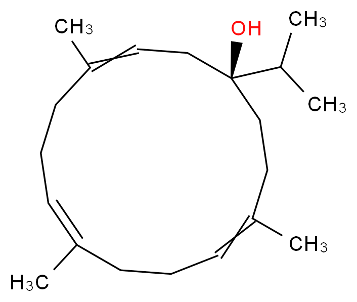 (1S)-4,8,12-trimethyl-1-(propan-2-yl)cyclotetradeca-3,7,11-trien-1-ol_分子结构_CAS_67814-27-1