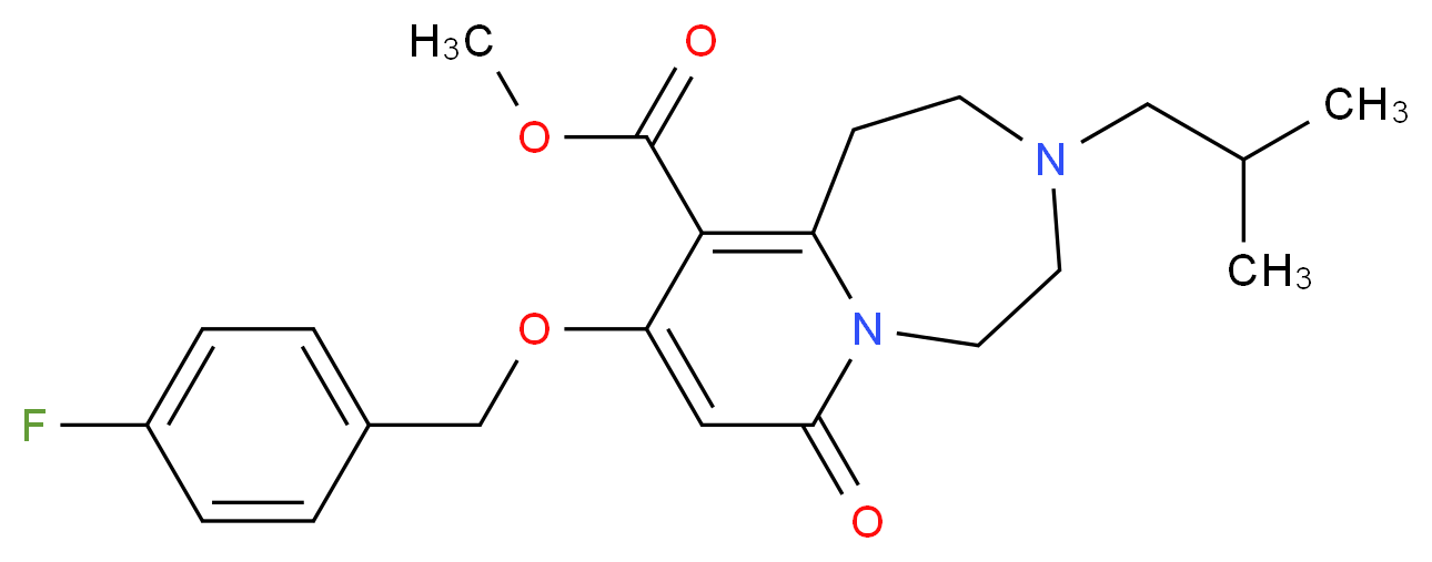 methyl 9-[(4-fluorobenzyl)oxy]-3-isobutyl-7-oxo-1,2,3,4,5,7-hexahydropyrido[1,2-d][1,4]diazepine-10-carboxylate_分子结构_CAS_)