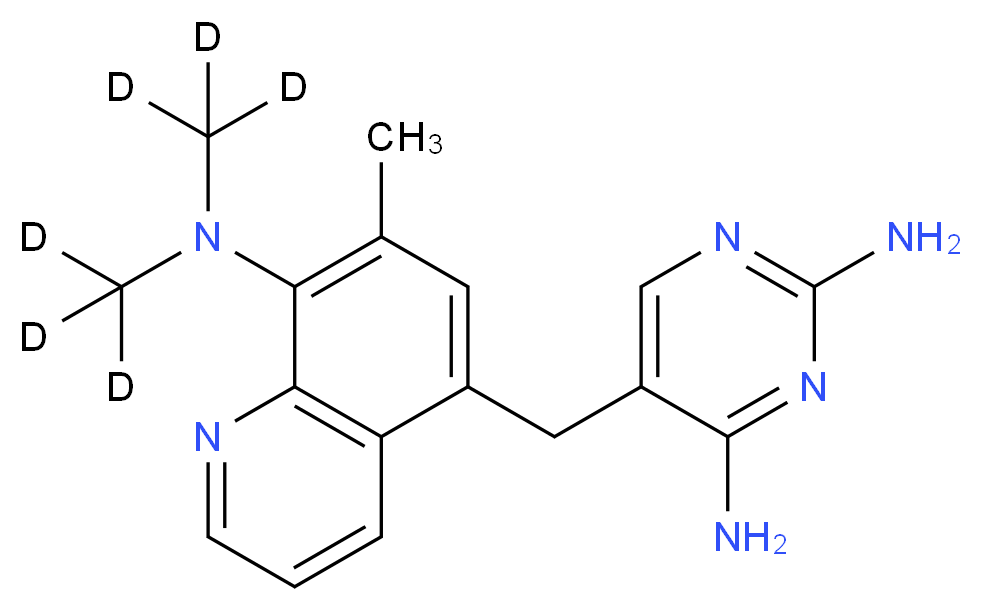 5-({8-[bis(<sup>2</sup>H<sub>3</sub>)methylamino]-7-methylquinolin-5-yl}methyl)pyrimidine-2,4-diamine_分子结构_CAS_1228182-50-0