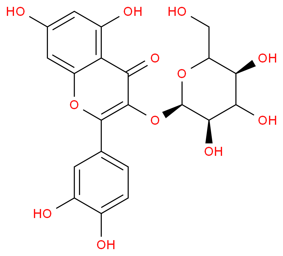 2-(3,4-dihydroxyphenyl)-5,7-dihydroxy-3-{[(2R,3R,5S)-3,4,5-trihydroxy-6-(hydroxymethyl)oxan-2-yl]oxy}-4H-chromen-4-one_分子结构_CAS_482-36-0