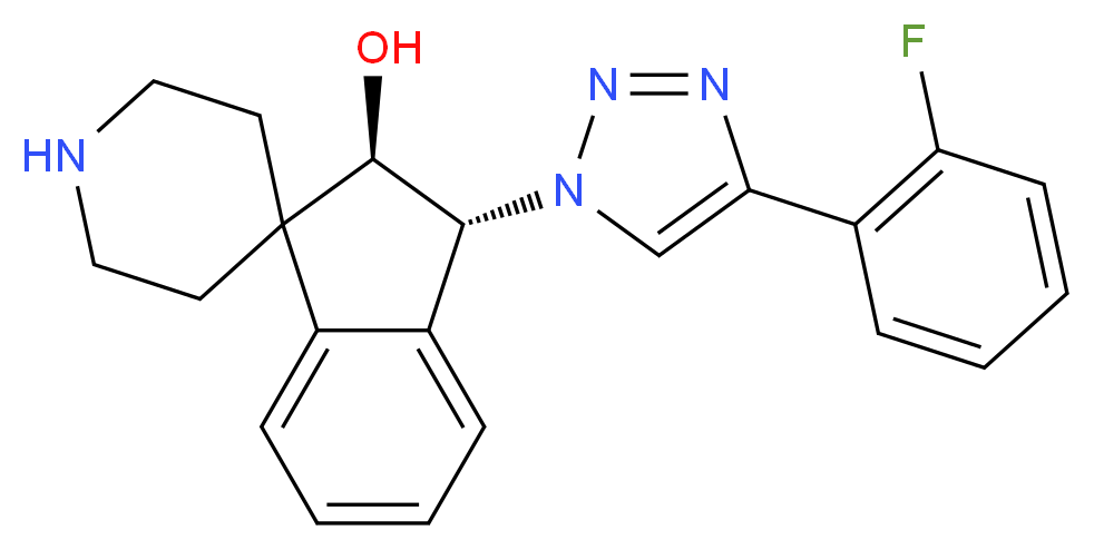 (2R*,3R*)-3-[4-(2-fluorophenyl)-1H-1,2,3-triazol-1-yl]-2,3-dihydrospiro[indene-1,4'-piperidin]-2-ol_分子结构_CAS_)