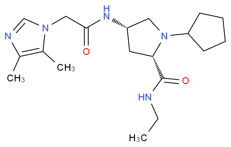 (4S)-1-cyclopentyl-4-{[(4,5-dimethyl-1H-imidazol-1-yl)acetyl]amino}-N-ethyl-L-prolinamide_分子结构_CAS_)