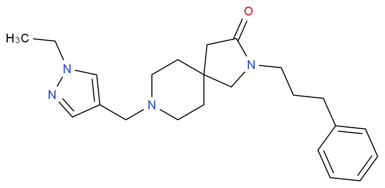 8-[(1-ethyl-1H-pyrazol-4-yl)methyl]-2-(3-phenylpropyl)-2,8-diazaspiro[4.5]decan-3-one_分子结构_CAS_)