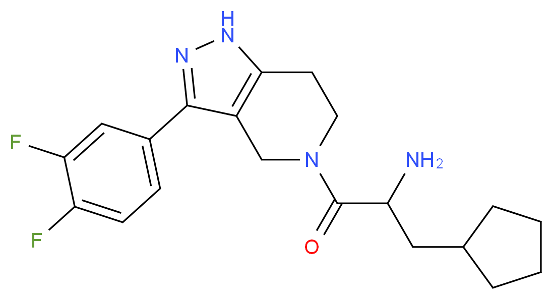 3-cyclopentyl-1-[3-(3,4-difluorophenyl)-1,4,6,7-tetrahydro-5H-pyrazolo[4,3-c]pyridin-5-yl]-1-oxopropan-2-amine_分子结构_CAS_)