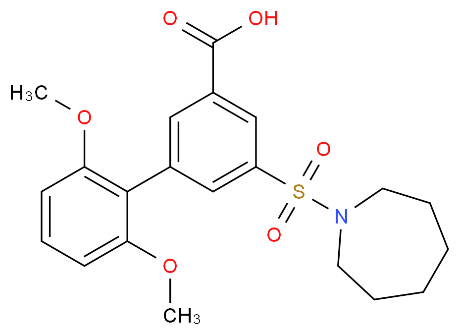 5-(azepan-1-ylsulfonyl)-2',6'-dimethoxybiphenyl-3-carboxylic acid_分子结构_CAS_)