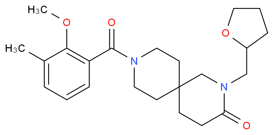 9-(2-methoxy-3-methylbenzoyl)-2-(tetrahydrofuran-2-ylmethyl)-2,9-diazaspiro[5.5]undecan-3-one_分子结构_CAS_)