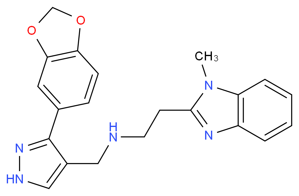 N-{[3-(1,3-benzodioxol-5-yl)-1H-pyrazol-4-yl]methyl}-2-(1-methyl-1H-benzimidazol-2-yl)ethanamine_分子结构_CAS_)
