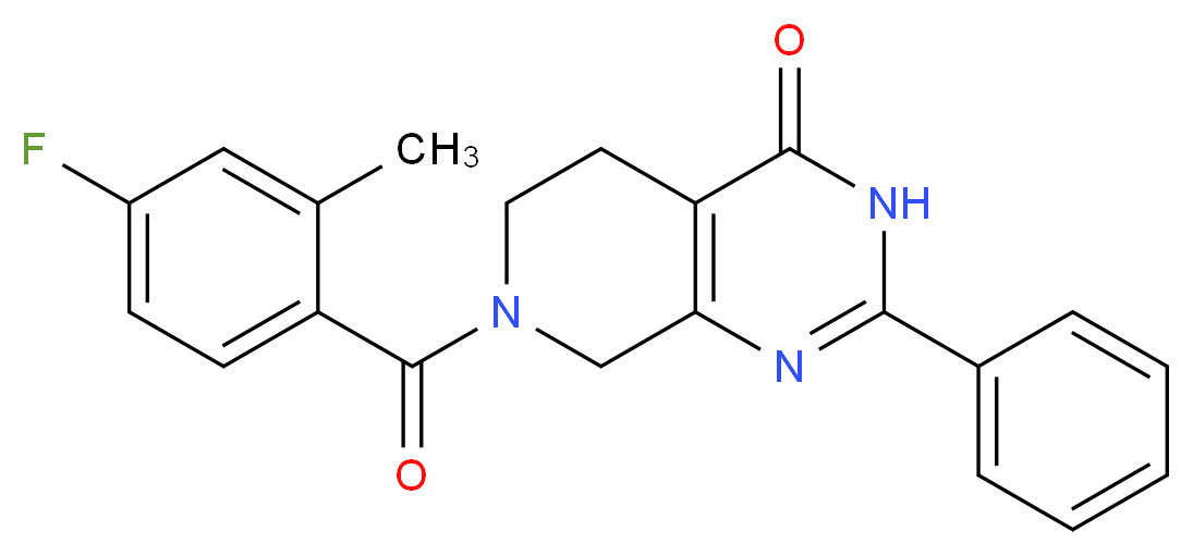 7-(4-fluoro-2-methylbenzoyl)-2-phenyl-5,6,7,8-tetrahydropyrido[3,4-d]pyrimidin-4(3H)-one_分子结构_CAS_)