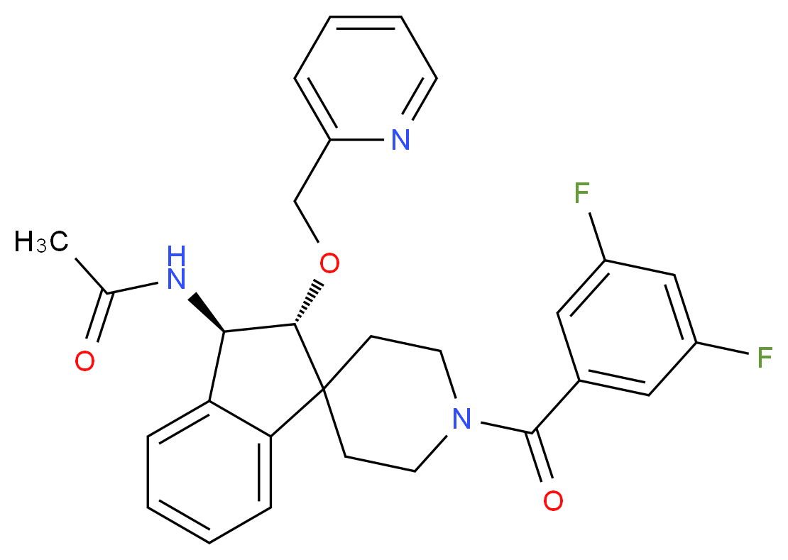 N-[(2R*,3R*)-1'-(3,5-difluorobenzoyl)-2-(2-pyridinylmethoxy)-2,3-dihydrospiro[indene-1,4'-piperidin]-3-yl]acetamide_分子结构_CAS_)