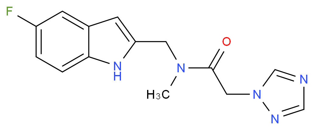 N-[(5-fluoro-1H-indol-2-yl)methyl]-N-methyl-2-(1H-1,2,4-triazol-1-yl)acetamide_分子结构_CAS_)