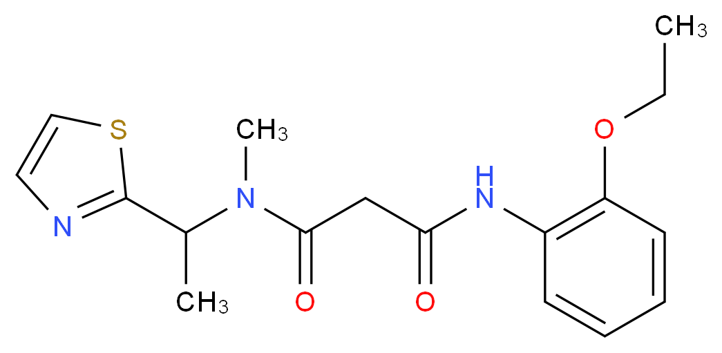 N'-(2-ethoxyphenyl)-N-methyl-N-[1-(1,3-thiazol-2-yl)ethyl]malonamide_分子结构_CAS_)