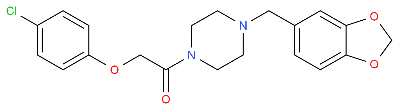 1-[4-(2H-1,3-benzodioxol-5-ylmethyl)piperazin-1-yl]-2-(4-chlorophenoxy)ethan-1-one_分子结构_CAS_34161-24-5