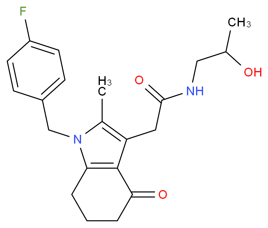 2-[1-(4-fluorobenzyl)-2-methyl-4-oxo-4,5,6,7-tetrahydro-1H-indol-3-yl]-N-(2-hydroxypropyl)acetamide_分子结构_CAS_)