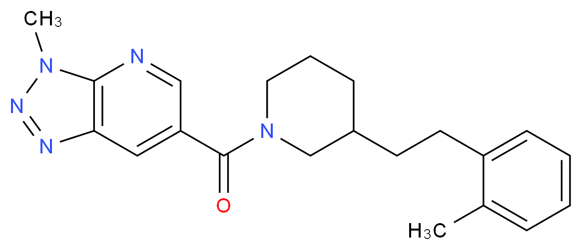 3-methyl-6-({3-[2-(2-methylphenyl)ethyl]-1-piperidinyl}carbonyl)-3H-[1,2,3]triazolo[4,5-b]pyridine_分子结构_CAS_)