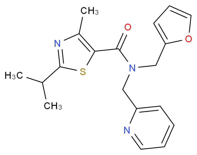 N-(2-furylmethyl)-2-isopropyl-4-methyl-N-(pyridin-2-ylmethyl)-1,3-thiazole-5-carboxamide_分子结构_CAS_)