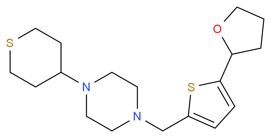 1-{[5-(tetrahydrofuran-2-yl)-2-thienyl]methyl}-4-(tetrahydro-2H-thiopyran-4-yl)piperazine_分子结构_CAS_)