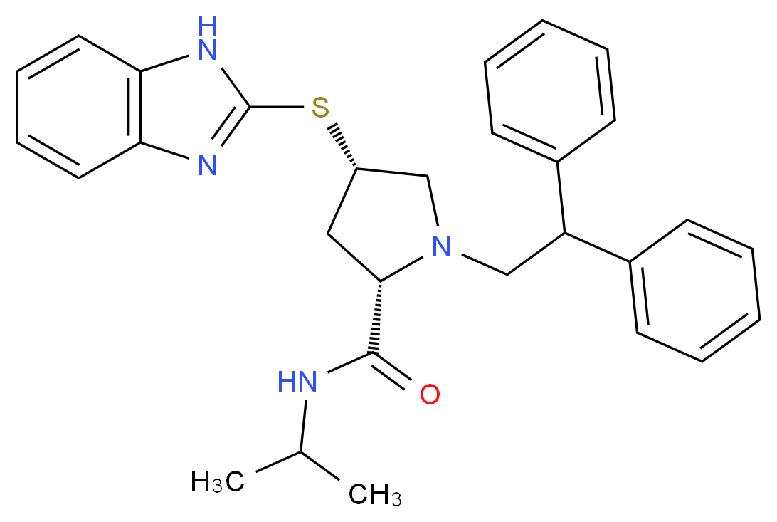 (4S)-4-(1H-benzimidazol-2-ylthio)-1-(2,2-diphenylethyl)-N-isopropyl-L-prolinamide_分子结构_CAS_)