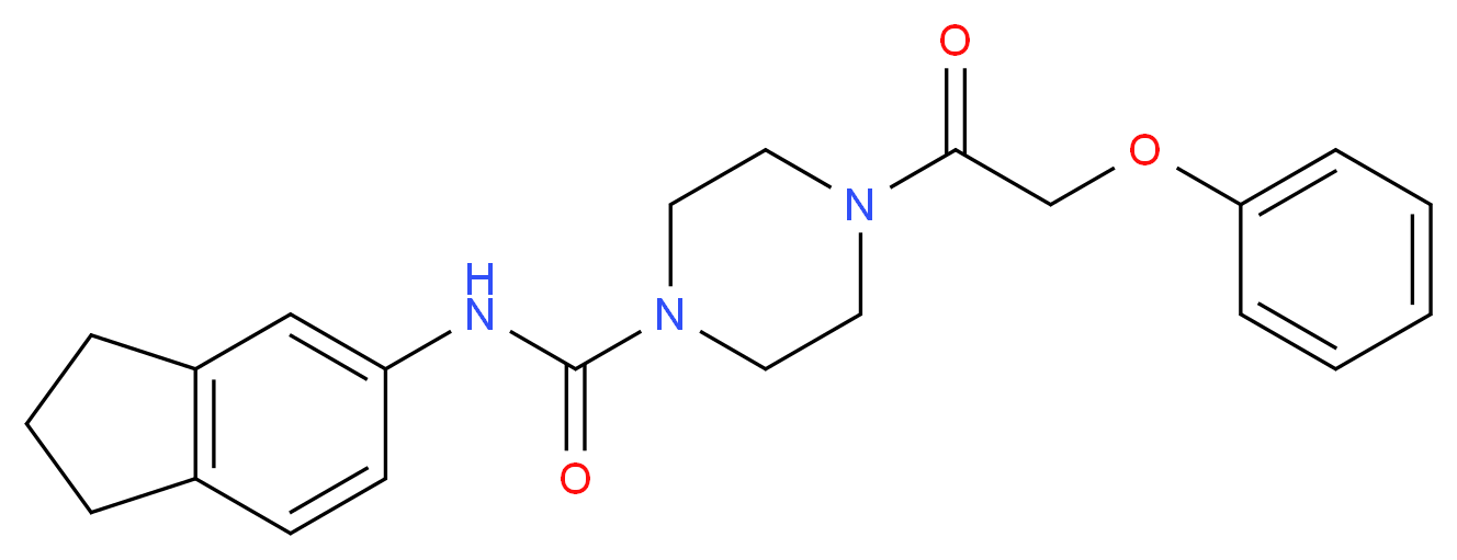 N-(2,3-dihydro-1H-inden-5-yl)-4-(phenoxyacetyl)piperazine-1-carboxamide_分子结构_CAS_)
