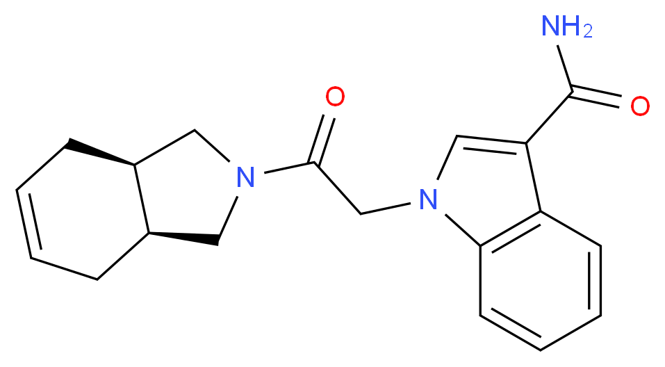 1-{2-[(3aR*,7aS*)-1,3,3a,4,7,7a-hexahydro-2H-isoindol-2-yl]-2-oxoethyl}-1H-indole-3-carboxamide_分子结构_CAS_)