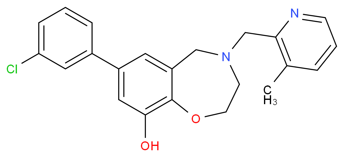 7-(3-chlorophenyl)-4-[(3-methylpyridin-2-yl)methyl]-2,3,4,5-tetrahydro-1,4-benzoxazepin-9-ol_分子结构_CAS_)