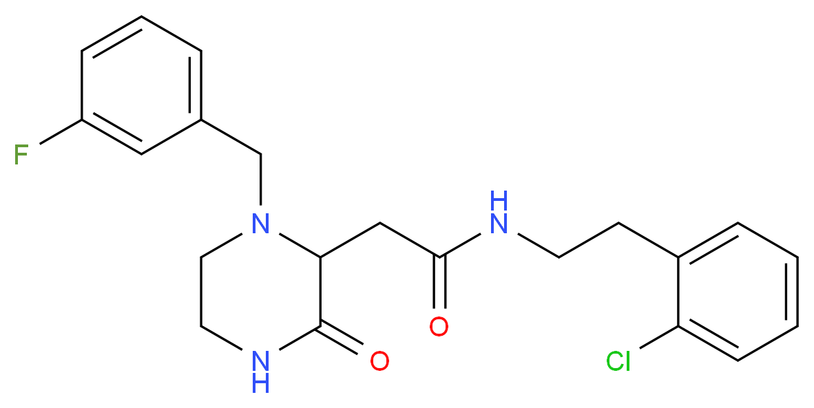 N-[2-(2-chlorophenyl)ethyl]-2-[1-(3-fluorobenzyl)-3-oxo-2-piperazinyl]acetamide_分子结构_CAS_)