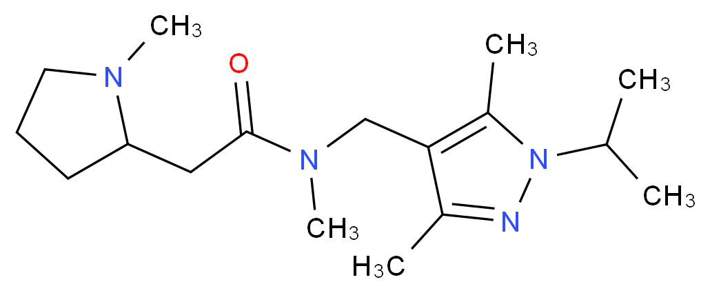 N-[(1-isopropyl-3,5-dimethyl-1H-pyrazol-4-yl)methyl]-N-methyl-2-(1-methylpyrrolidin-2-yl)acetamide_分子结构_CAS_)