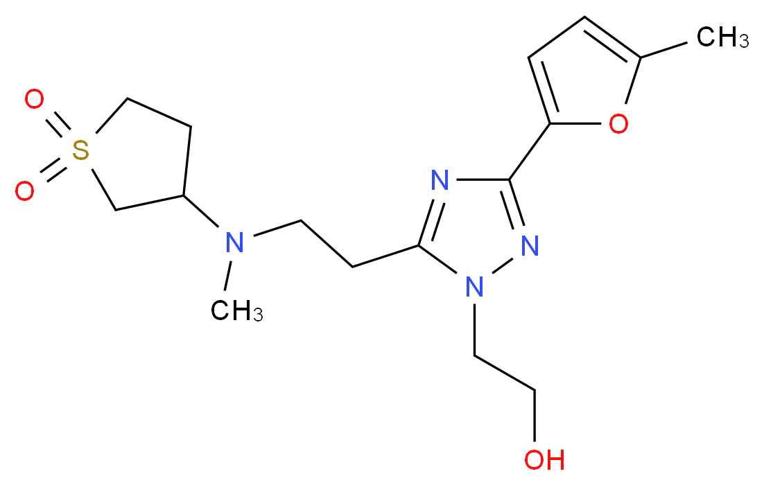 2-[5-{2-[(1,1-dioxidotetrahydro-3-thienyl)(methyl)amino]ethyl}-3-(5-methyl-2-furyl)-1H-1,2,4-triazol-1-yl]ethanol_分子结构_CAS_)
