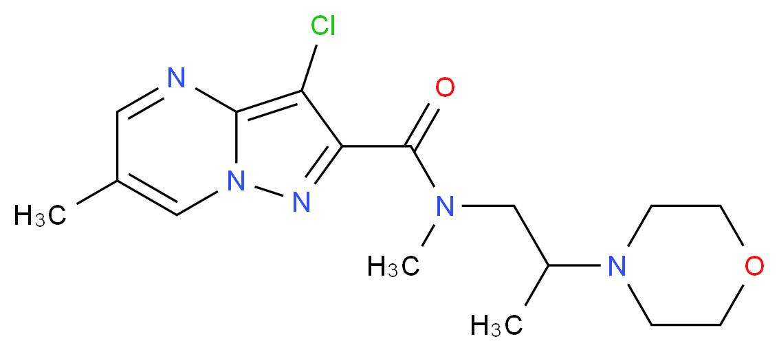 3-chloro-N,6-dimethyl-N-(2-morpholin-4-ylpropyl)pyrazolo[1,5-a]pyrimidine-2-carboxamide_分子结构_CAS_)