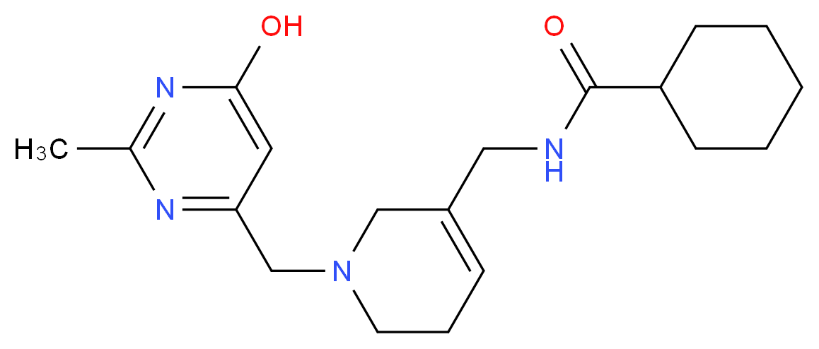 N-({1-[(6-hydroxy-2-methylpyrimidin-4-yl)methyl]-1,2,5,6-tetrahydropyridin-3-yl}methyl)cyclohexanecarboxamide_分子结构_CAS_)