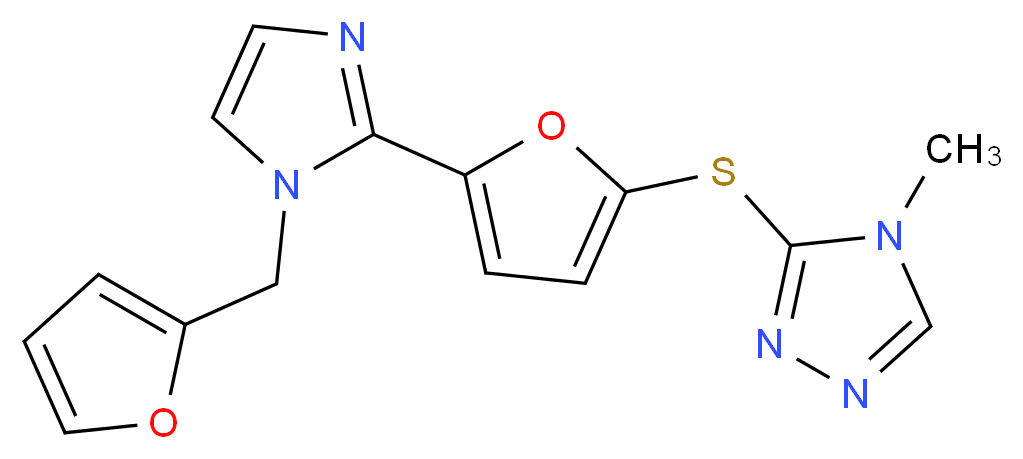 3-({5-[1-(2-furylmethyl)-1H-imidazol-2-yl]-2-furyl}thio)-4-methyl-4H-1,2,4-triazole_分子结构_CAS_)
