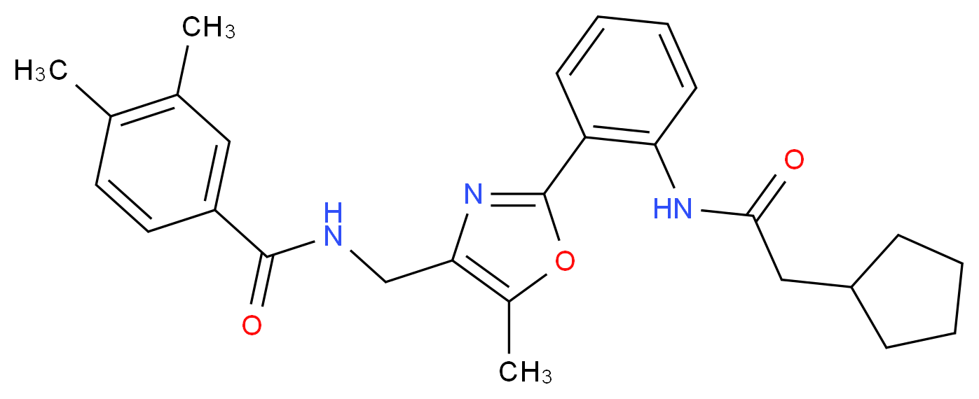 N-[(2-{2-[(cyclopentylacetyl)amino]phenyl}-5-methyl-1,3-oxazol-4-yl)methyl]-3,4-dimethylbenzamide_分子结构_CAS_)